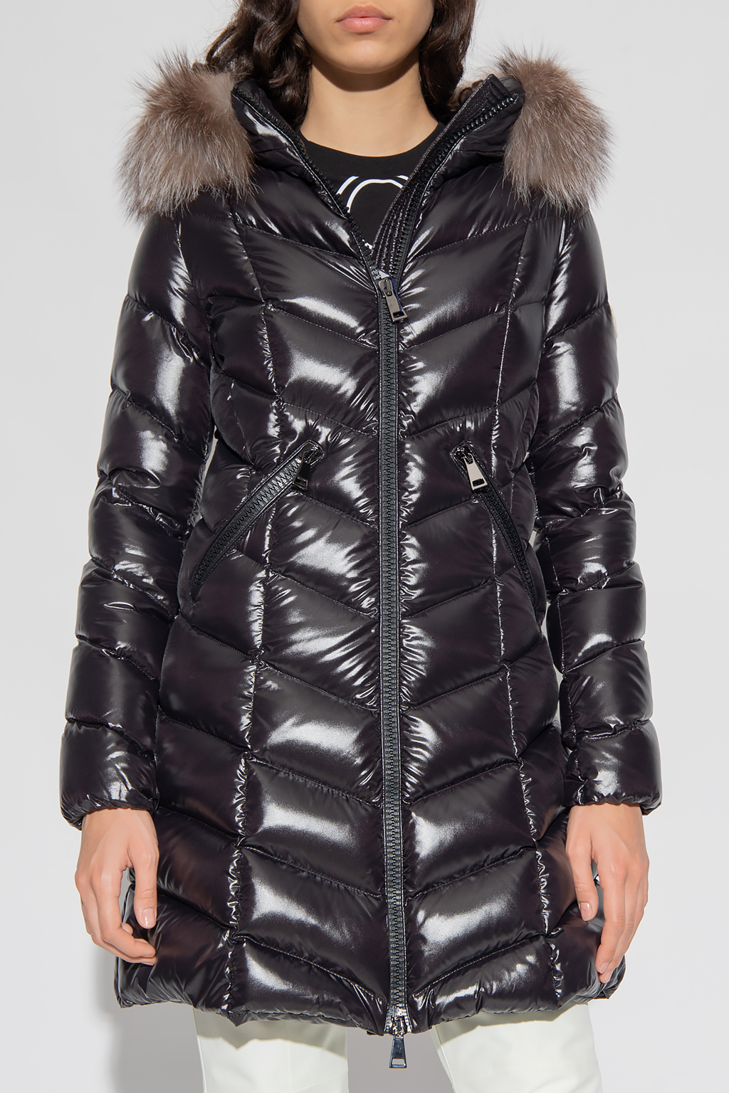 Black Fulmarus down jacket Moncler graphic print cotton shirt Rosa SchaferandweinerShops Switzerland